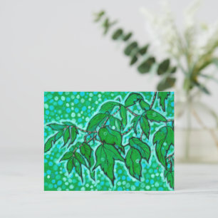 Gröna blad sommar natur floral konst skiss vykort