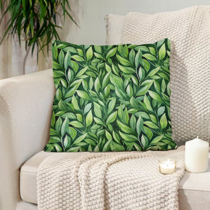 Gröna blad Svart Elegant Unik Modern Kudde