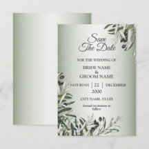 Gröna blad Svart Oliv Elegant Bröllop