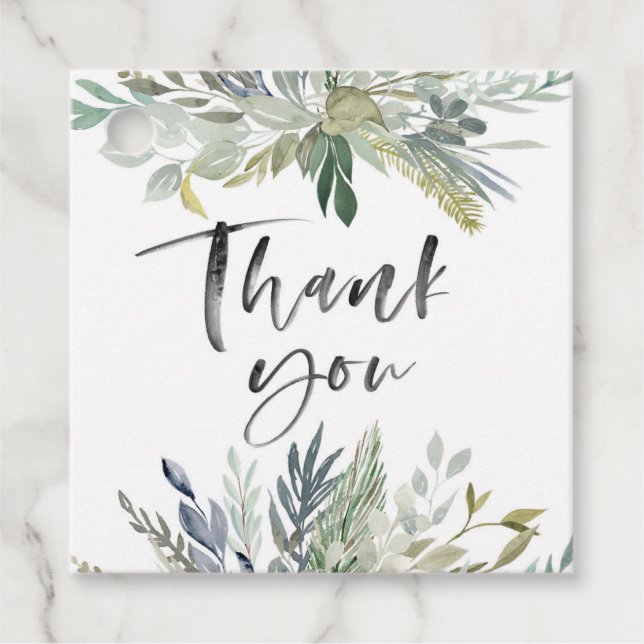 Gröna blad tack tack märkning gåvor etiketter (Framsida)