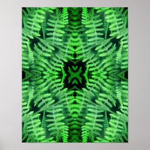 Gröna bladiga ormbunkar Abstrakt Poster