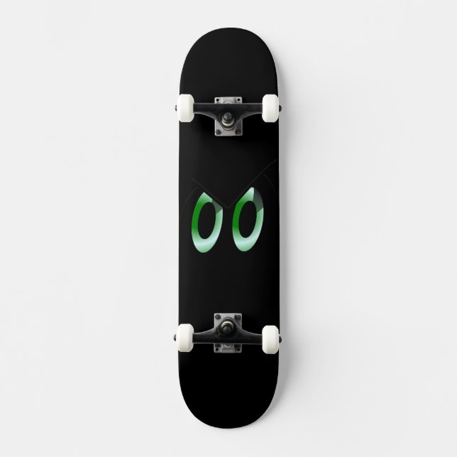 Gröna Bländande Tecknade Ögon Mini Skateboard Bräda 18,5 Cm (Framsida)