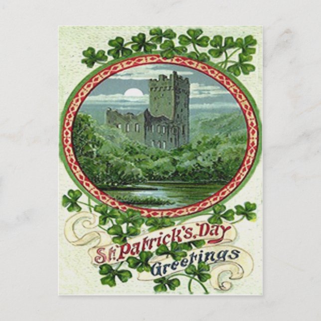 Gröna Blarney slottet Irland Shamrock Vykort (Framsida)