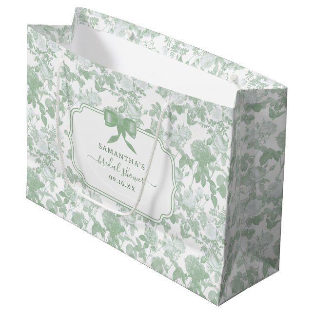 Gröna blommande rosor Chinoiserie Bröllopsdusch  (Framsidan Vinklad)
