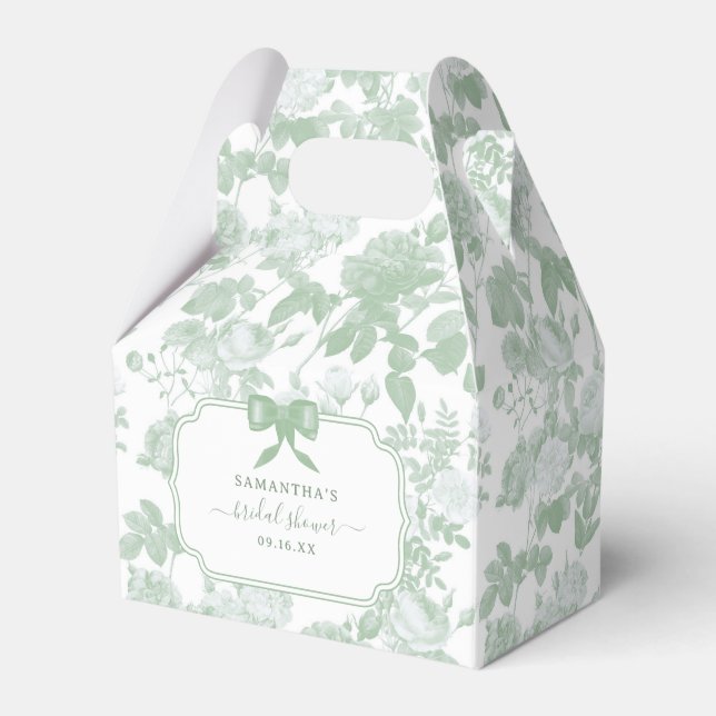 Gröna blommande rosor Chinoiserie Bröllopsdusch  Presentaskar (Framsidan Sidan)