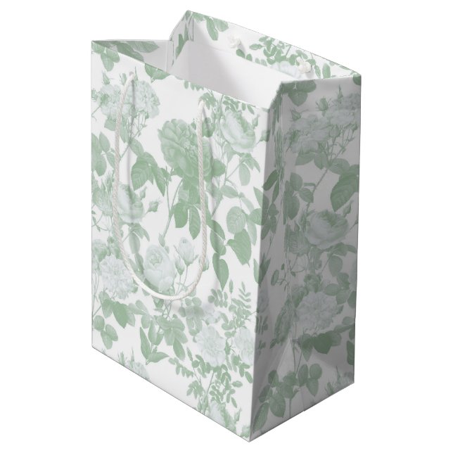 Gröna blommande rosor Fransk Chinoiserie-mönster (Baksidan Vinklad)