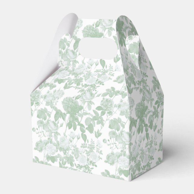 Gröna blommande rosor fransk chinoiserie-mönster presentaskar (Framsidan Sidan)