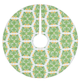 Gröna blommor, blommönster, blomster mönster julgransmatta borstad polyester