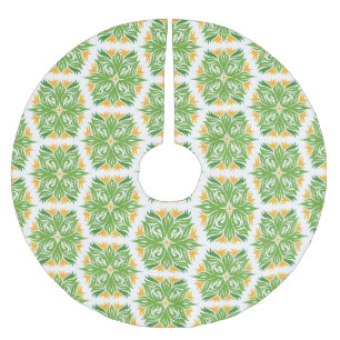 Gröna blommor, blommönster, blomster mönster julgransmatta borstad polyester