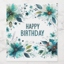 gröna blommor födelsedag vin etiketter