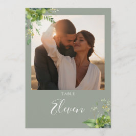 Gröna blommor Foto SAGE grön Bord nummer Tack Kort