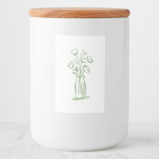 Gröna blommor | Minimal, handritad botanisk mat Etikett