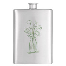 Gröna Blommor | Minimalt Handritad Botanisk Flask