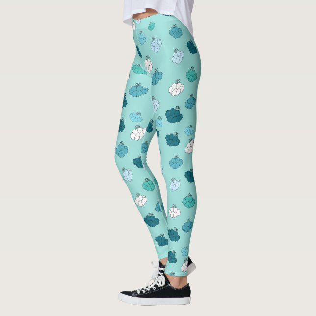 Gröna blommor Mönster Leggings (Vänster)