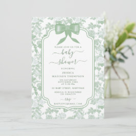 Gröna blomrosor Chinoiserie Baby Shower Inbjudningar