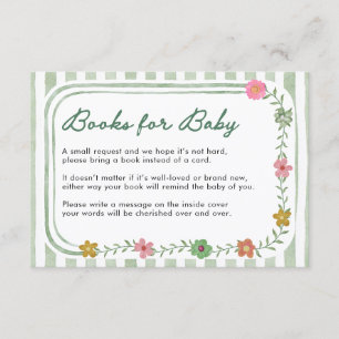 Gröna blomsterböcker för babykort tilläggskort