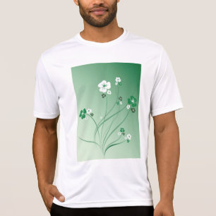 Gröna blomsterliga virvlar och vita blommor t shirt