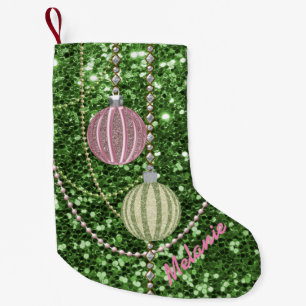 Gröna bollar för prydnad för för Fauxglitterro Liten Julstrumpa