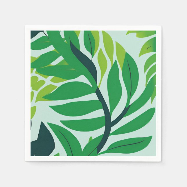 Gröna Botaniska Blad Pappersservett (Framsidan)