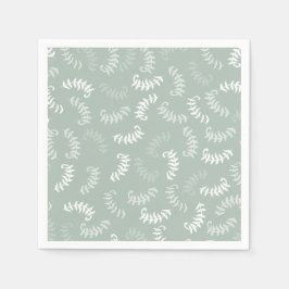 Gröna Botaniska Löv i Teal Färg   Pappersservett