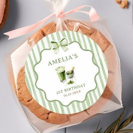 Gröna Bow Streck Matcha Födelsedag Klistermärke