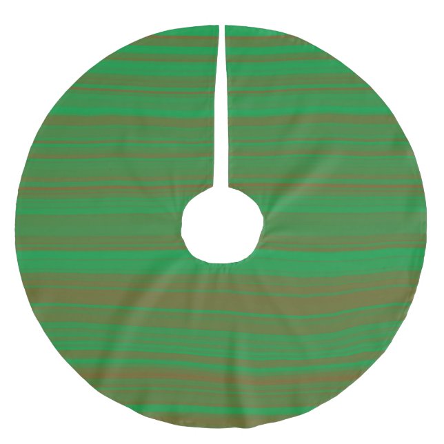 Gröna Bruna Ränder Julgransmatta Borstad Polyester (Framsidan)