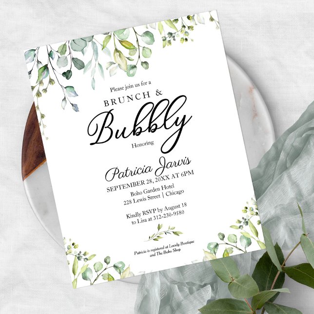 Gröna Brunch Och Bubbly Budget Inbjudningar (Skapare uppladdad)