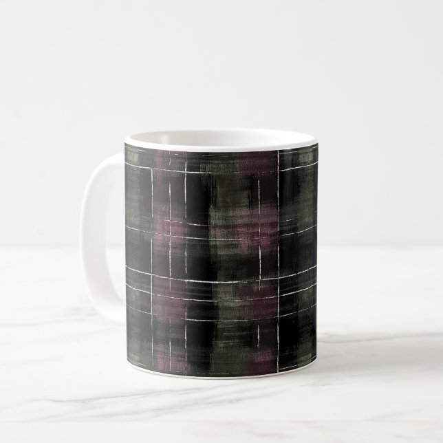Gröna Burgunderränder Kaffemugg (Framsida vänster)