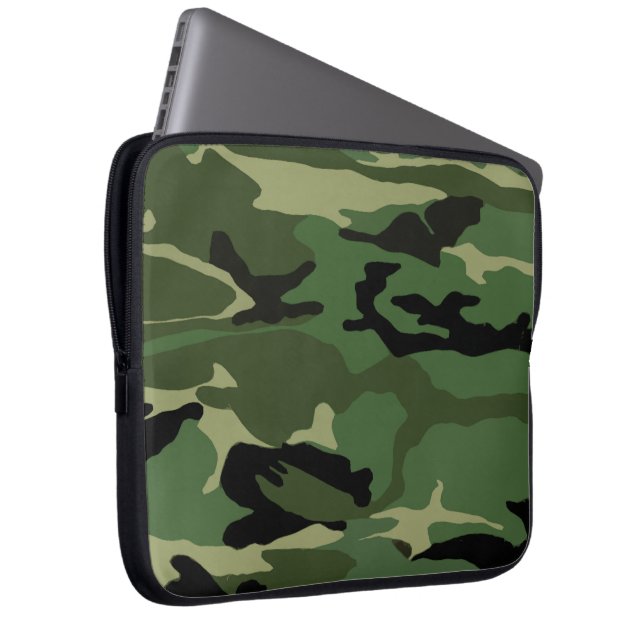 Gröna Camo Laptop Sleeve (Framsidan Höger)