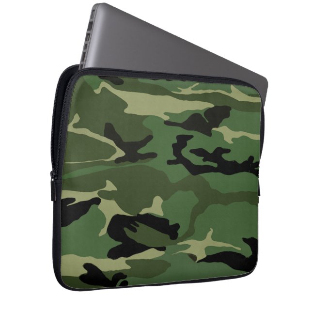 Gröna Camo Laptop Sleeve (Framsidan Höger)