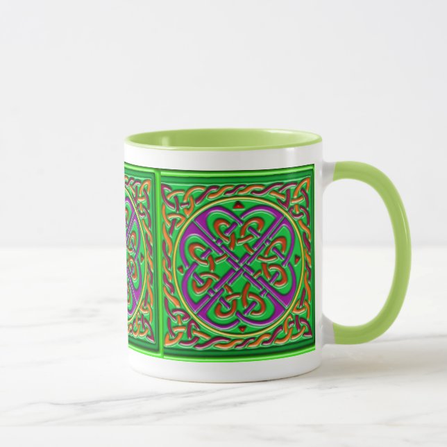 Gröna celtic keramiska kvadrerar mugg (Höger)