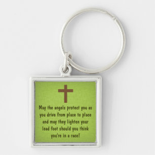 Gröna chaufför bön som välsignar Keychain Fyrkantig Silverfärgad Nyckelring