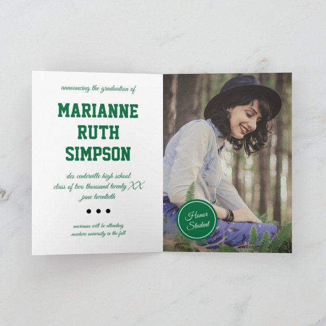 Gröna Cirklar Foto Examen Inbjudan (Inuti)