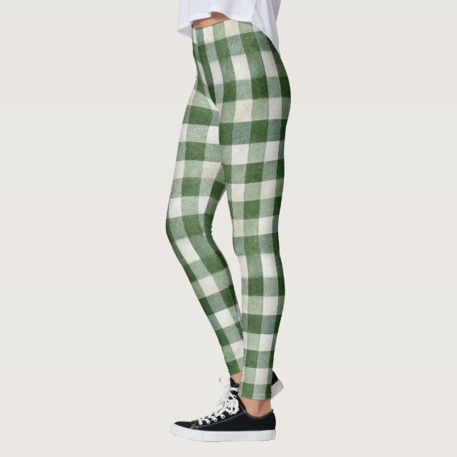 Gröna Crème Ränder Leggings (Vänster)