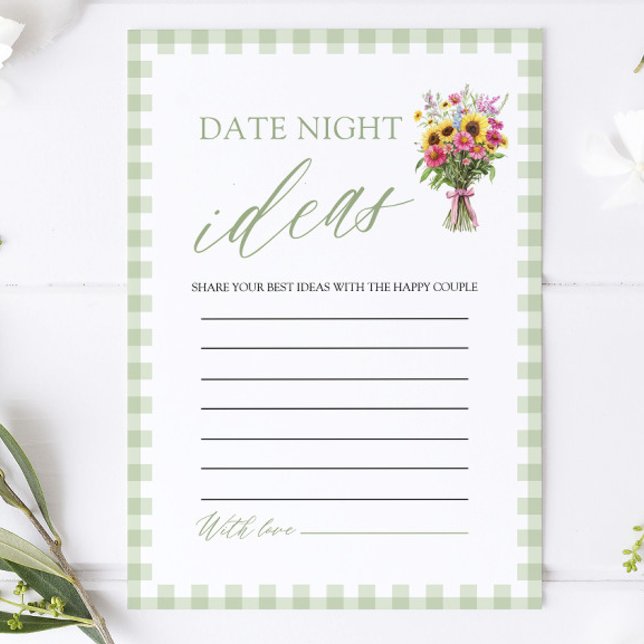 Gröna dejtingsnattidéer Bröllopsdusch spel Inbjudningar (Green Date Night Ideas Bridal Shower Game)