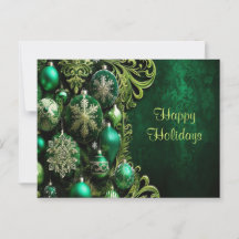 Gröna dekorativa prydnader Höllidkort