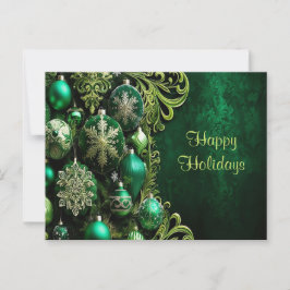 Gröna dekorativa prydnader Höllidkort Vykort