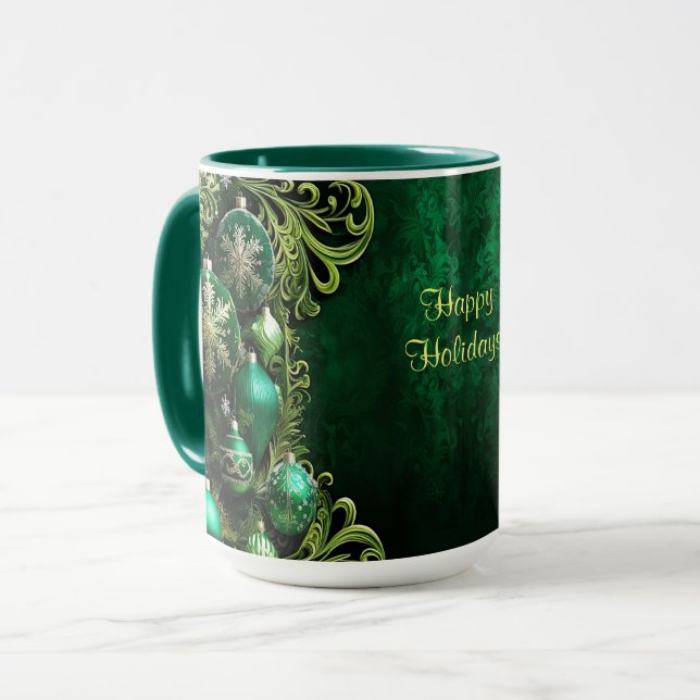 Gröna dekorativa prydnadsföremål Holiday-mugg Mugg (Framsida vänster)