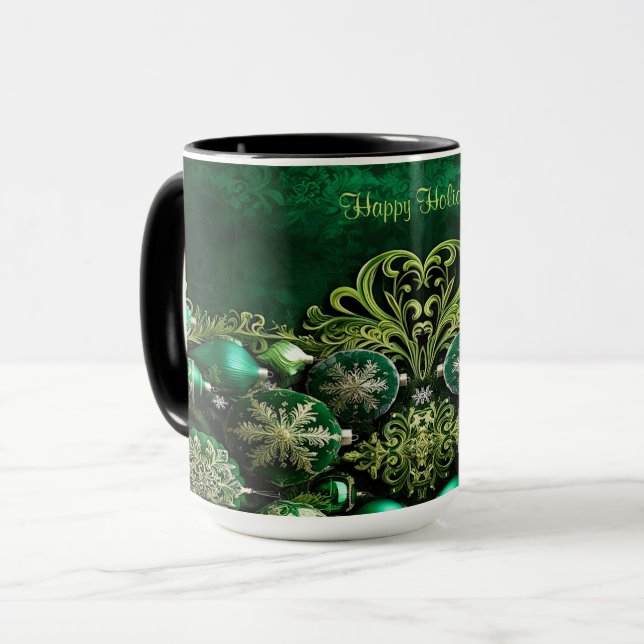 Gröna dekorativa prydnadsföremål Holiday-mugg Mugg (Framsida vänster)