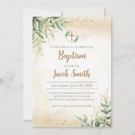 Gröna dopinbjudningar för pojke dop inbjudningar