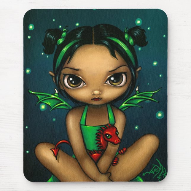 "Gröna Dragonling" Mousepad Musmatta (Framsidan)