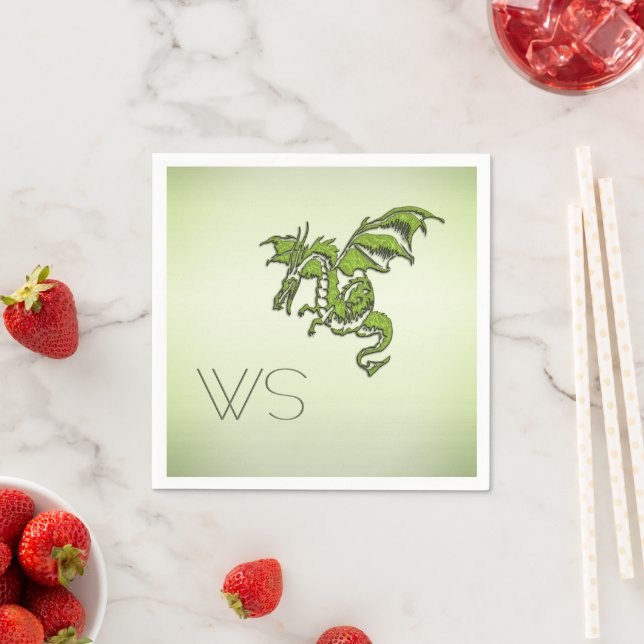 Gröna drakmonogram servetter (Insitu)