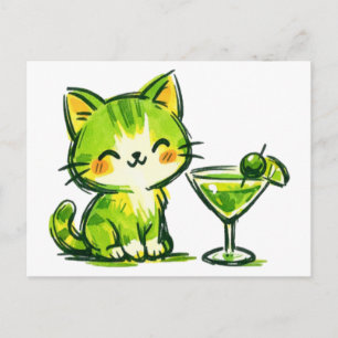 Gröna drinkar och katter vykort