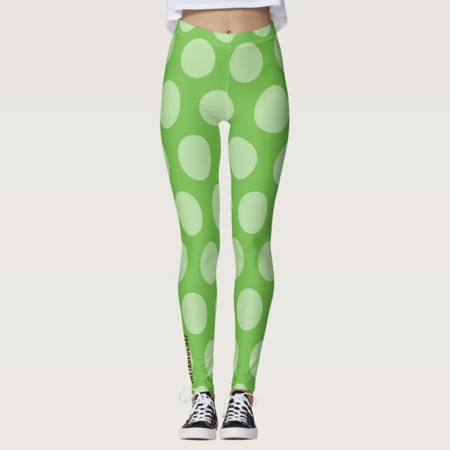 Gröna Dröm Stora Prickiga Leggings (Framsida)