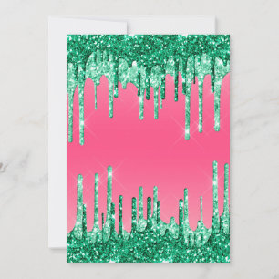 Gröna droppande glitter Chic rosa färg på vattenme Inbjudningar