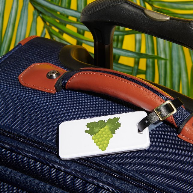Gröna druvor vinblad färsk frukt bagagebricka (Skapare uppladdad)