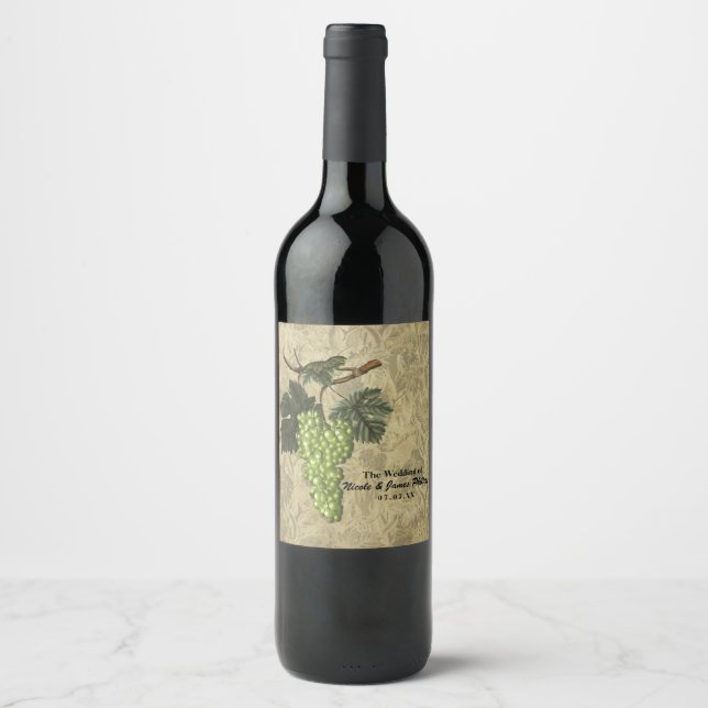 Gröna druvor Vindruve elegant chic vin etiketter (Framsida)