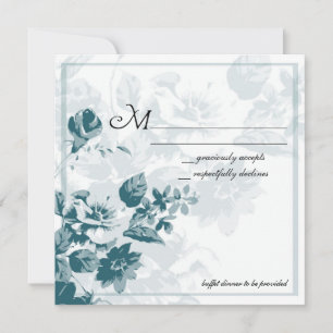 Gröna Eleganta Blommiga Bröllops-Svarskort Inbjudningar