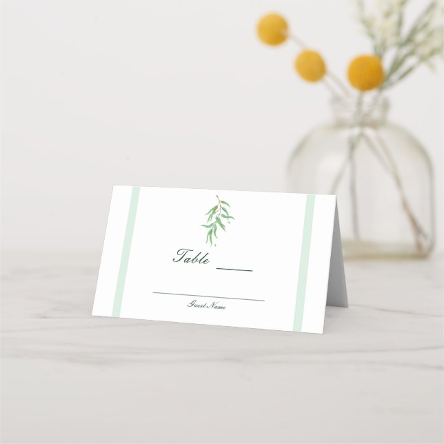 Gröna eukalyptus botaniska blad Bordsplatser Placeringskort (Baksida)