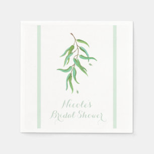 Gröna eukalyptus botaniska blad rustika bröllop pappersservett